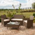 Brooklyn 4 Seater Brown Rattan Sofa Chair and Table Set with Cover