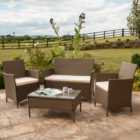 Brooklyn 4 Seater Brown Rattan Sofa Chair and Table Set