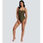 South Beach Green Twist Front Shaping High Leg Swimsuit