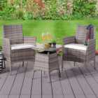 Brooklyn 2 Seater Rattan Bistro Set with Cover Grey