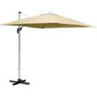 Outsunny Beige Cantilever Crank and Tilt Roma Parasol with Cross Base 3m