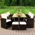Brooklyn Cube Brown 6 Seater Garden Dining Set with Cover