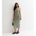 Green Stripe Knit Sleeveless Bodycon Maxi Dress