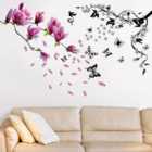 Walplus Butteflies Vines with Colorful Magnolia Flowers Decals Home Decorations