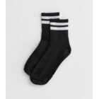 Black Ribbed Stripe Tube Socks