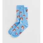Bright Blue Beagle Print Socks