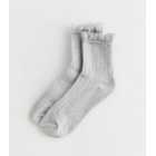 Pale Grey Cable Frill Ankle Socks
