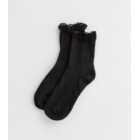 Black Cable Frill Ankle Socks
