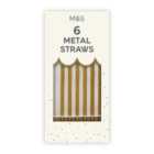 M&S Gold Metal Straws 6 per pack