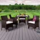 Brooklyn 4 Seater Rattan Square Dining Garden Set with Cover Brown