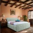 Eleganza Liarra Upholstered Bed Frame Plush Velvet Fabric King Blue