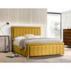 Eleganza Lorrinne Upholstered Bed Frame Plush Velvet Fabric Super King Yellow
