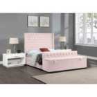 Eleganza Devlet Upholstered Bed Frame Plush Velvet Fabric Single Pink