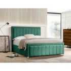 Eleganza Lorrinne Upholstered Bed Frame Plush Velvet Fabric Super King Green