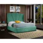 Eleganza Harley Upholstered Bed Frame Plush Velvet Fabric King Green