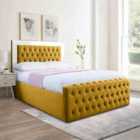 Eleganza Royale Mirror Upholstered Bed Frame Plush Velvet Fabric Double Yellow