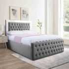 Eleganza Royale Mirror Upholstered Bed Frame Plush Velvet Fabric Small Double Silver