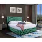 Eleganza Markus Upholstered Bed Frame Plush Velvet Fabric King Green