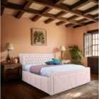 Eleganza Liarra Upholstered Bed Frame Plush Velvet Fabric King Pink