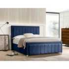 Eleganza Lorrinne Upholstered Bed Frame Plush Velvet Fabric Super King Blue