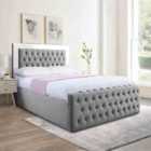 Eleganza Royale Mirror Upholstered Bed Frame Plush Velvet Fabric King Grey