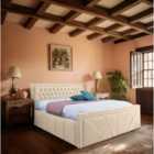Eleganza Liarra Upholstered Bed Frame Plush Velvet Fabric King Cream