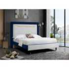 Eleganza Mixton Upholstered Bed Frame Plush Velvet Fabric Super King Blue