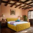 Eleganza Liarra Upholstered Bed Frame Plush Velvet Fabric King Yellow
