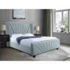 Eleganza Dailyn Upholstered Bed Frame Plush Velvet Fabric Super King Blue