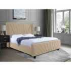 Eleganza Dailyn Upholstered Bed Frame Plush Velvet Fabric King Cream
