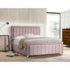 Eleganza Lorrinne Upholstered Bed Frame Plush Velvet Fabric Super King Pink