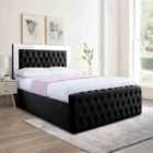 Eleganza Royale Mirror Upholstered Bed Frame Plush Velvet Fabric Double Black