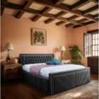 Eleganza Liarra Upholstered Bed Frame Plush Velvet Fabric King Black