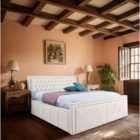 Eleganza Liarra Upholstered Bed Frame Plush Velvet Fabric King Cream