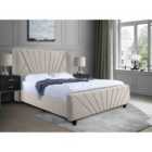Eleganza Dailyn Upholstered Bed Frame Plush Velvet Fabric Single Cream