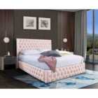 Eleganza Markus Upholstered Bed Frame Plush Velvet Fabric King Pink