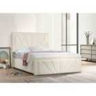 Eleganza Serreti Upholstered Bed Frame Teddy Fabric King Cream