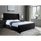 Eleganza Dailyn Upholstered Bed Frame Plush Velvet Fabric Super King Black