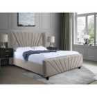 Eleganza Dailyn Upholstered Bed Frame Plush Velvet Fabric King Silver