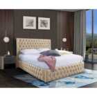 Eleganza Markus Upholstered Bed Frame Plush Velvet Fabric King Cream