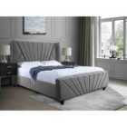 Eleganza Dailyn Upholstered Bed Frame Plush Velvet Fabric King Silver