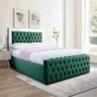 Eleganza Royale Mirror Upholstered Bed Frame Plush Velvet Fabric King Green