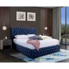 Eleganza Markus Upholstered Bed Frame Plush Velvet Fabric King Blue