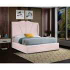 Eleganza Harley Upholstered Bed Frame Plush Velvet Fabric King Pink