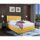 Eleganza Markus Upholstered Bed Frame Plush Velvet Fabric King Yellow