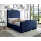 Eleganza Felix Upholstered Bed Frame Plush Velvet Fabric Super King Blue