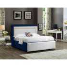 Eleganza Bernado Upholstered Bed Frame Plush Velvet Fabric Super King Blue