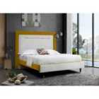 Eleganza Mixton Upholstered Bed Frame Plush Velvet Fabric Super King Yellow