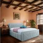 Eleganza Liarra Upholstered Bed Frame Plush Velvet Fabric King Blue