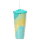 Bold Wave Teal 670ml Tumbler with Straw - Teal